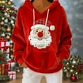 thumbnail image 2 of qelini Christmas Hoodies Women Santa Claus Print Pullover Dropped Shoulder Long Sleeve Sweatshirts Casual Holiday Tops, 2 of 7