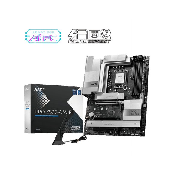 MSI PRO Z890-A WIFI w/ DDR5, PCIe 5.0 Slot, Quad M.2 Slots, 7.1 Audio, 5G LAN, Wi-Fi 7, BT 5.4