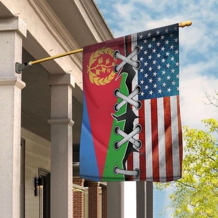 Flag Made In America With Eritrean Parts Eritrean American Friendship Root Proud Garden Flag, Double-Sided Decorative Outdoor Flag, Patriotic Polyester Yard Flag 12 x 18 in