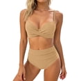 thumbnail image 2 of Womens Bikini Set Hollow Out with Cover Up Four Piece Swimsuit High Waisted Bottom Tummy Control Swimwear Beach Vacation, 2 of 6