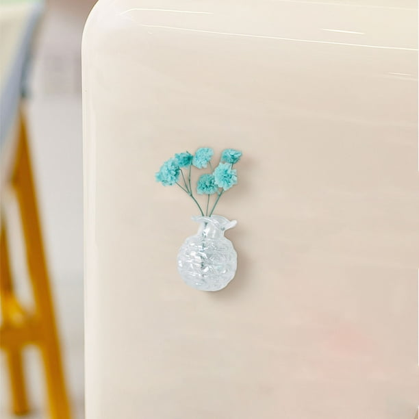 Mini jarrón de cerámica para refrigerador, adhesivo magnético, decoración lateral tridimensional, imanes para refrigerador