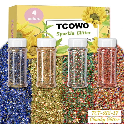Xmas Colors Glitter Sequins Shaker 2oz/Bottle 4 Colors One Kit Set For Party Decoration