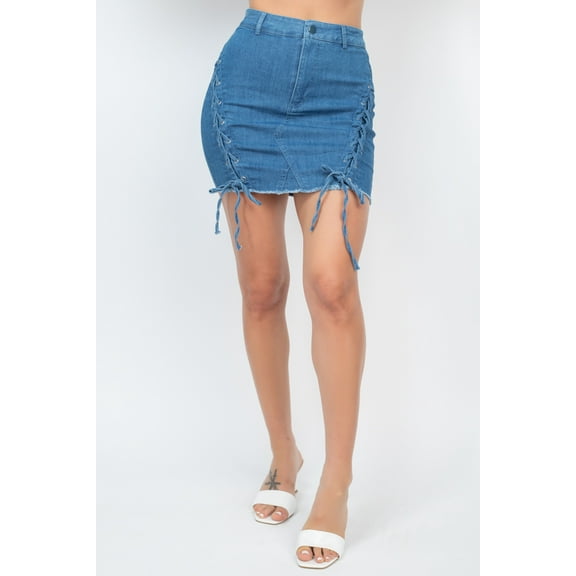 Criss-cross Distressing Hem Skirt