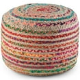 thumbnail image 1 of Pemberly Row Pouf Rond Contemporain en Jute Tressé Multicolore et Coton, 1 of 8