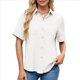thumbnail image 1 of Camisa Informal de Corta con Botones para Mujer, Blusa de Trabajo con Cuello y Bolsillo S, 1 of 9
