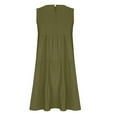 thumbnail image 5 of BRGZLK Women's Summer Dresses Fashion Sleeveless Ruffle Boho Flowy Plus Size Linen Loose Round Neck Solid Color Knee Length Dress Army Green L, 5 of 5