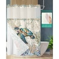 thumbnail image 2 of No Hook Shower Curtain with Snap-in Liner, Sea Turtle Coastal Waterproof Fabric Bathroom Curtains, Vintage Summer Beach Coral Ocean Bath Curtains & Mesh Top Window 60"x72", 2 of 6