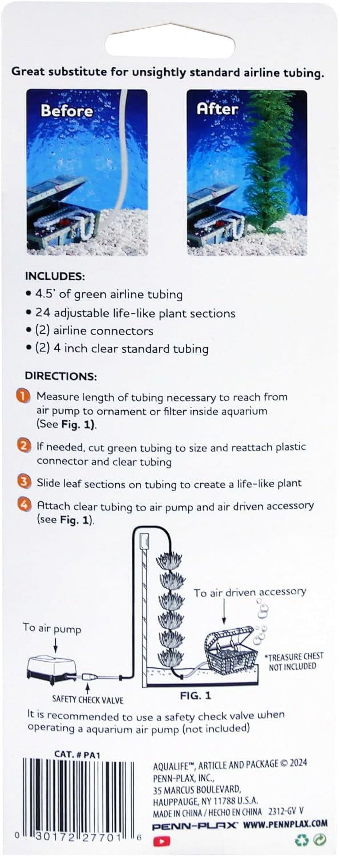 (3 pack) Penn-Plax Decorative Green Plastic Plants Surround Airline Tubing for Aquarium 60"Length - 1 Count