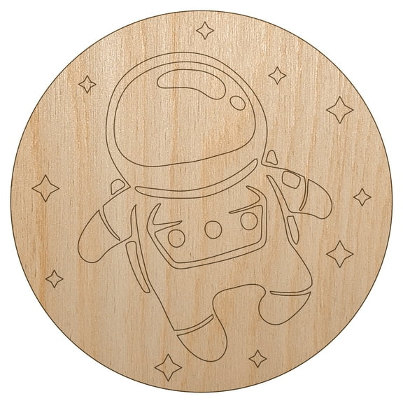 Cute Astronaut in Space with Stars Wood Shape Unfinished Piece Cutout Craft DIY Projects - 4.70 Inch Size - 1/8 Inch Thick