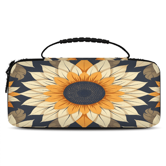 Herdesigns Sunflower Carry Case Compatible with Nintendo Switch 2017 & Oled 2021, with 20 Game Card Slots, Flower Portable Travel Carrying Case Pouch for Accessories & Games