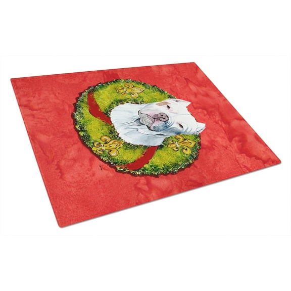 Caroline's Treasures Pit Bull Glass Cutting Board Large