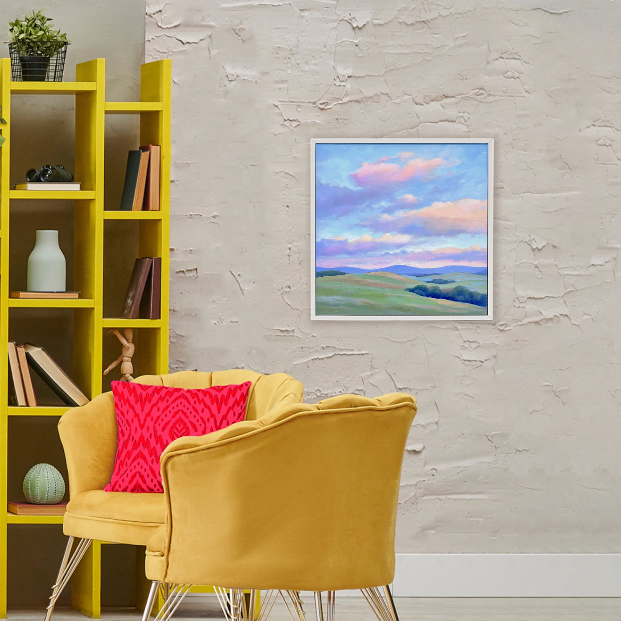 Stupell Industries Rolling Hills with Soft Sunset White Framed Giclee Art, design by Creative Studio