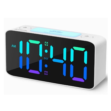 DESIGNICE 2026 New Alarm Clock Customizable Digital Clock with 7 Lighting Colors Versatile Bedside Clock with Dual Alarms Functional Alarm Clock with Usb Outputs for Bedroom Office Dorm