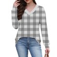 thumbnail image 6 of Ltctricy Women's Long Sleeve T Shirts V Neck Plaid Plus Size Tunic Tops Soft Casual Tees Loose Trendy Blouses(Gray,4X-Large), 6 of 7