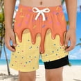 thumbnail image 2 of LIIPEE Boys Swimwear Bottoms Casual Summer Ice Cream Printed Elastic Waist Lace Up Double Layered Fashion Versatile Swim Trunks Kids Children Pool Party Beach Swimming Reusable Shorts,4-5 Years, 2 of 4