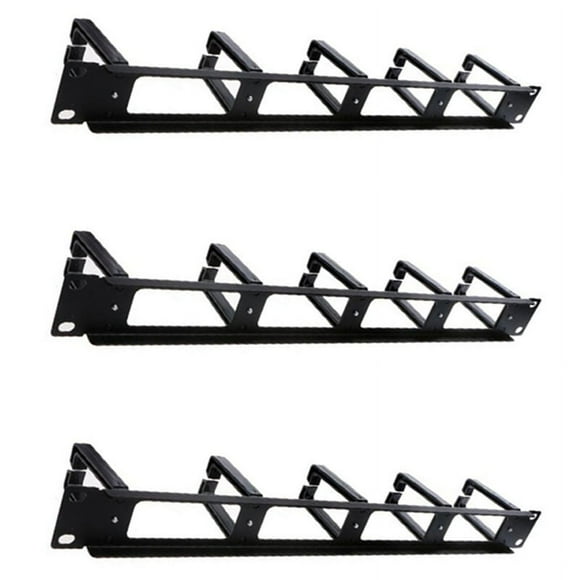 3X 19 Inch 1U Rack Cabinets Network Organizer Hollow Metal Base Five Ring Detachable Wire Manager Frame
