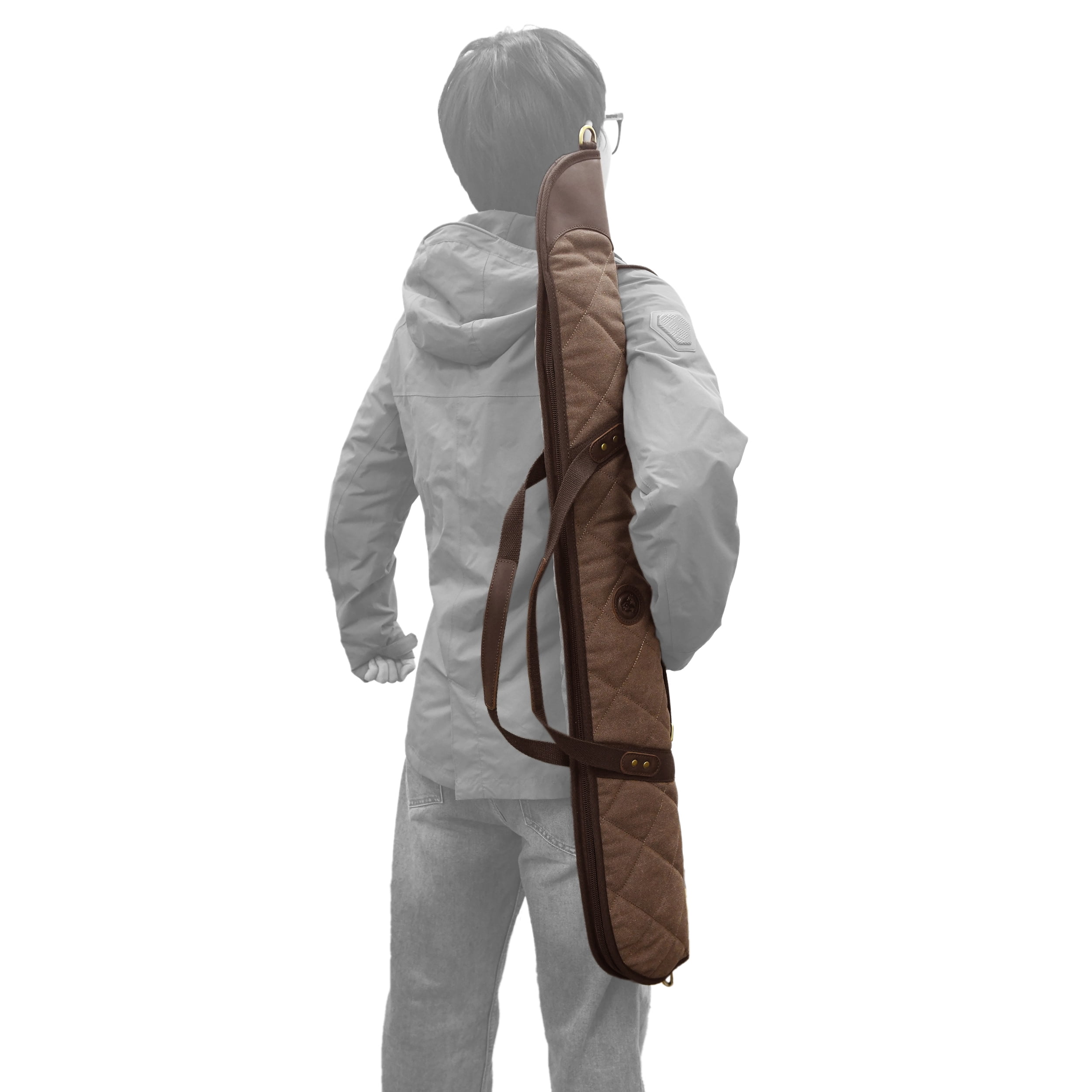 WAYNE'S DOG 41" / 55" Soft Gun Case for Rifle & Shotgun, Canvas Leather Embroidered Gun Storage Bag for Bolt-Action Rifles, Break-Action Shotguns Fit Guns Without Scope