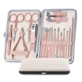 thumbnail image 1 of Juego de manicura Kit profesional de cortaúñas rosa Herramientas para el cuidado de la pedicura - Kit de aseo para mujeres de acero inoxidable 18 piezas para viajes o el hogar (rosa) Feliz Sencillez, 1 of 5