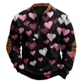 thumbnail image 3 of Men's Casual Hoodie American Heart Print Round Neck Long Sleeve Half Pullover for Valentine's Day Winter Wear,Black,L, 3 of 5