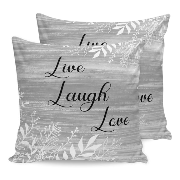 Pillow Covers 18x18 Set of 2, Grey Ombre Botanical Throw Pillow Covers Decorative Couch Cushion Cover, Farmhouse Shabby Vintage Leaves Microfiber Soft Square Pillowcases for Bedroom Living Room Sofa