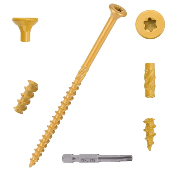 Aandxmok 150 PCS(3lb), #10 x 4 Deck Screws, Wood Screws 4 Inch, Rust Resistant, Star/Torx Drive Head, Self-Tapping Point, Dampening Knurled, Outdoor
