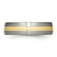 thumbnail image 3 of Diamond2Deal Titanium Brushed with 14k Gold Inlay 6mm Grooved Men's Band Size 8.5, 3 of 5