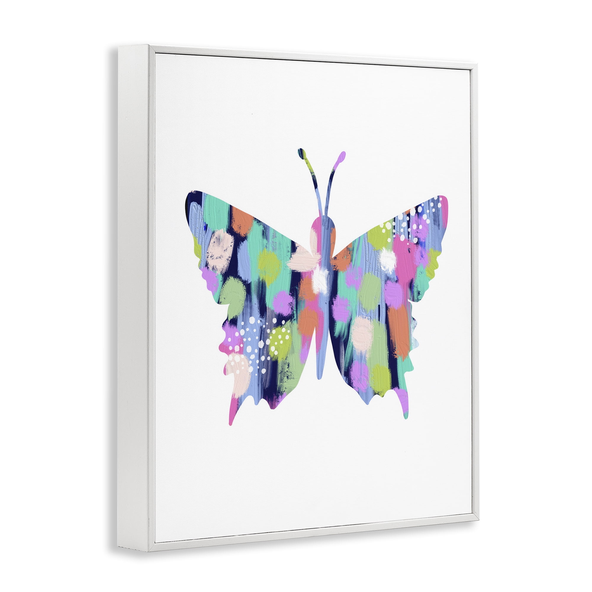 Stupell Industries Pastel Patterned Butterfly Animals & Insects Painting White Framed Art Print Wall Art, 24 x 30