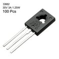 thumbnail image 2 of 100Pcs TO-126 NPN 3 Pins PCB Through Hole Bipolar Transistor 30V 3A 1.25W, 2 of 3