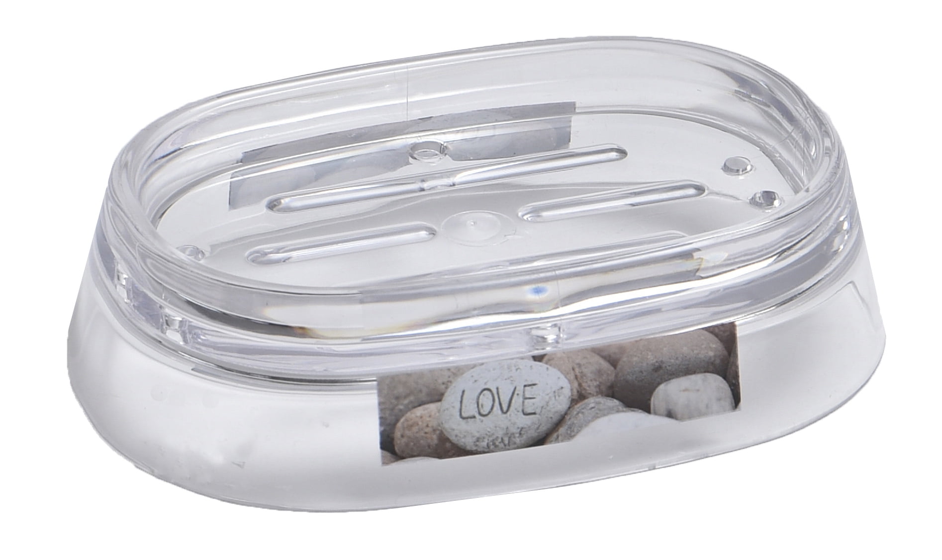 Clear Acrylic Printed Bath Countertop Soap Dish Cup Design Nature