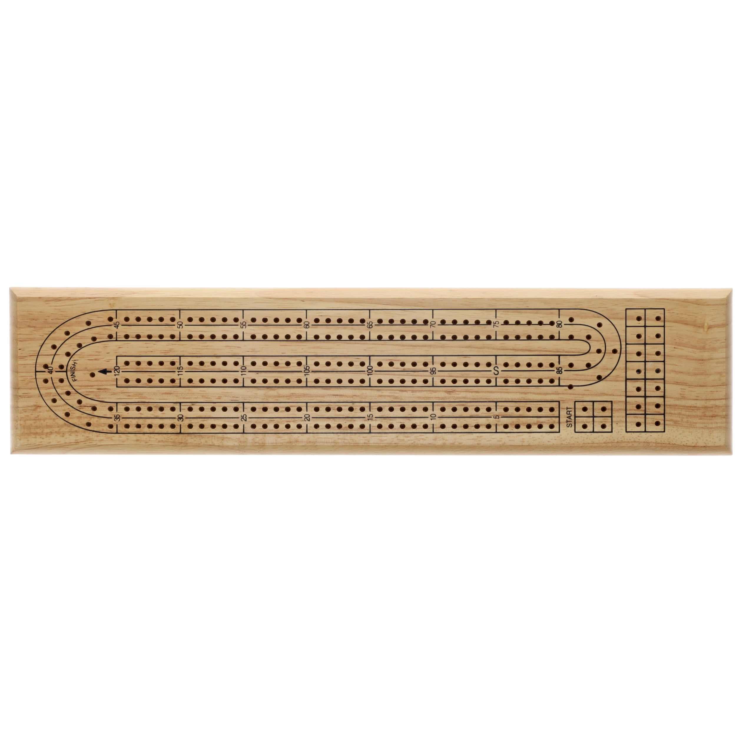 WE Games Classic Cribbage Set - Solid Wood 2 Track Board - Metal Pegs