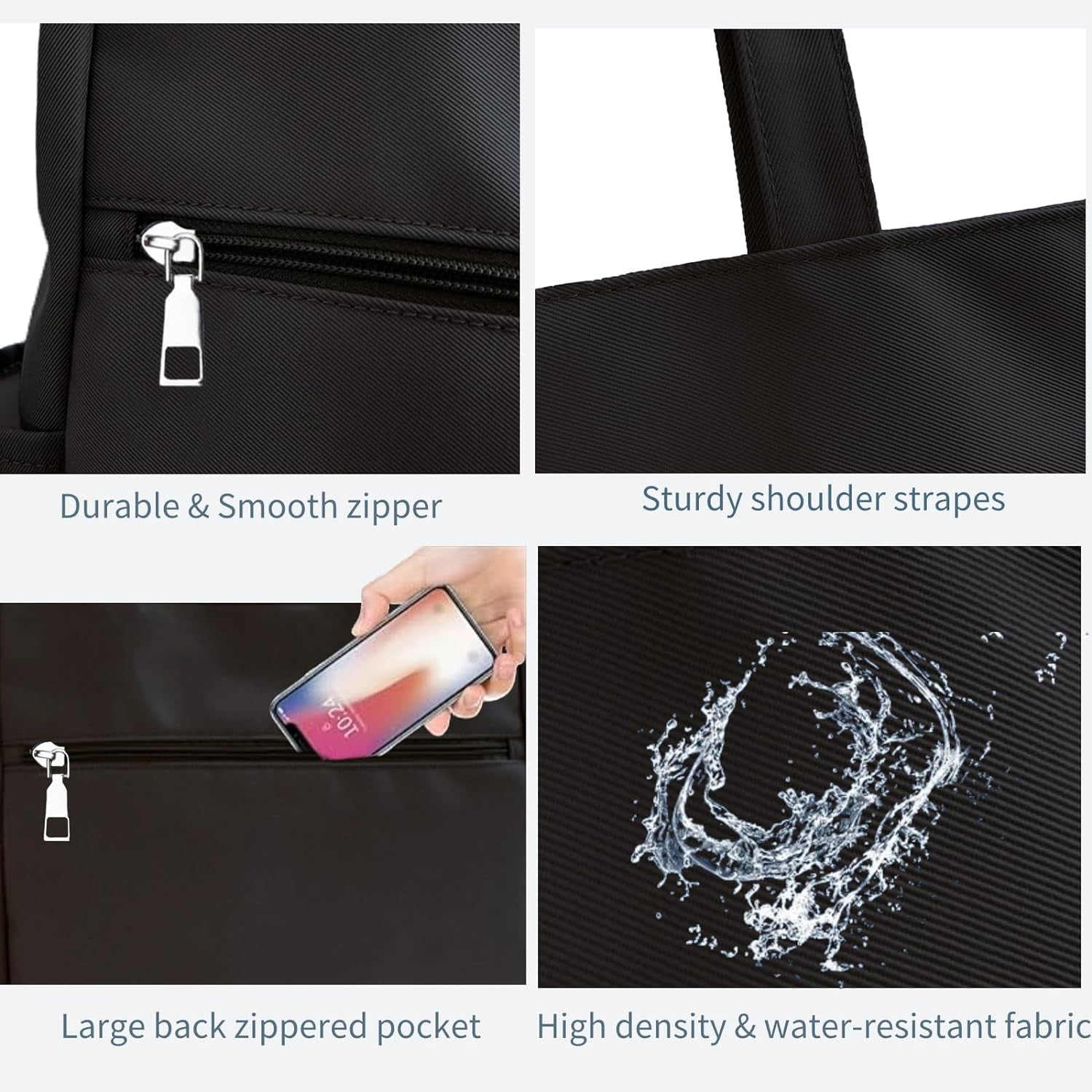 Women Multi Pockets Zipper Waterproof Lightweight Tote Bag Casual Large Shoulder Handbags Cute Canvas College Totes