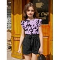 thumbnail image 4 of Arshiner Girls Shirts Ruffle Short Sleeve Summer Cute Casual Crewneck Tops Blouse Tee, 4 of 6
