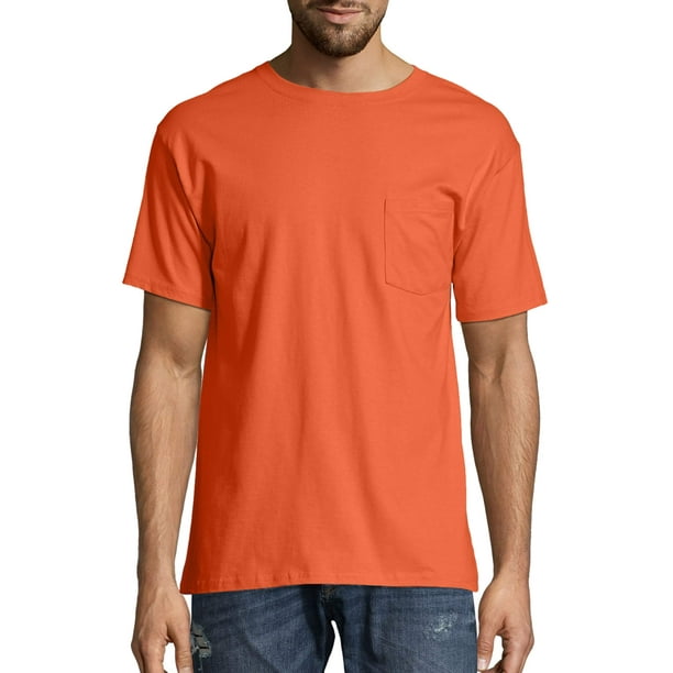 Sydøst dobbelt lomme Hanes TAGLESS® Pocket T-Shirt COLOR Orange SIZE MEDIUM - Walmart.com -  Walmart.com
