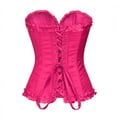 thumbnail image 3 of CCRFTGI Women's Bustiers & Corsets Lace Up Sexy Shapewear Fashion Waist Cincher Satin Corsets Classic Strapless Bodyshaper Top Hot Pink S, 3 of 4