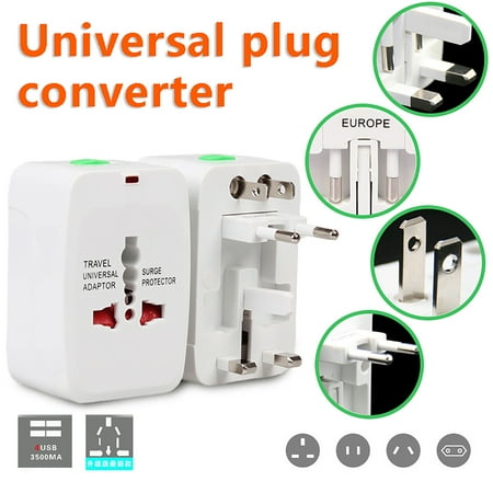 International Travel Adapter, Worldwide All in One Universal Power Wall Charger AC Power Plug Adapter with 2 USB Charging Ports for USA EU UK AUS Cell Phone Laptop Tablets