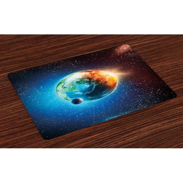 Earth Placemats Set of 4 Majestic Galaxy Outer Space View Universe with