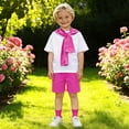 thumbnail image 2 of Kids Cheerleading Outfit Stage Show Preschool Graduation Short Sleeve T-Shirt Tee Tops Casual Shorts Boys Children's Day Outfit Dress up Party 6-7 Years, 2 of 6