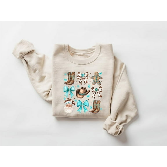Christmas Western Sweatshirt, Christmas Western Outfit, Cowboy Christmas, Cowgirl Boots Tee, Howdy Santa, Western Coquette Xmas Sweatshirt