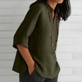 thumbnail image 5 of YuXingFu Plus Size Tops for Women Dressy Long Sleeve V-Neck Asymmetrical Tops - Pleated Detail Silk for Daily Army Green M, 5 of 8