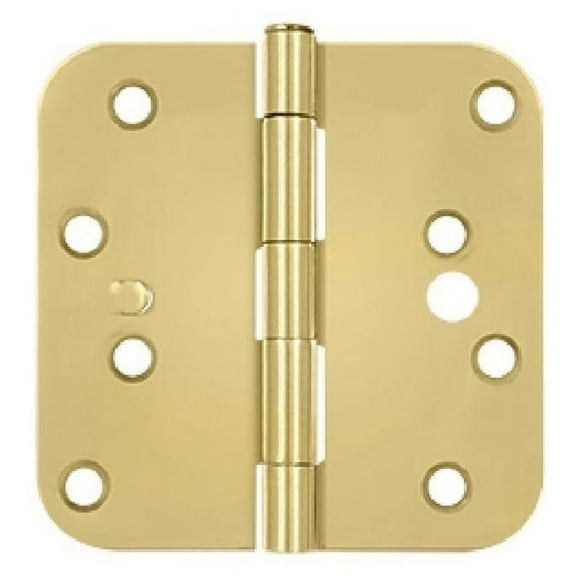 Deltana S44r5-Sec 4" X 4" Plain Bearing 5/8" Radius Corner Full Mortise Hinge - Brass