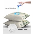 thumbnail image 4 of Pack of 2 Outdoor Pillow Covers, Eucalyptus Leaf Vintage Sage Green Leaves Waterproof Square Throw Pillowcase Cushion Decorative Pillow Covers for Couch Patio Tent, 24x24 in, 4 of 6