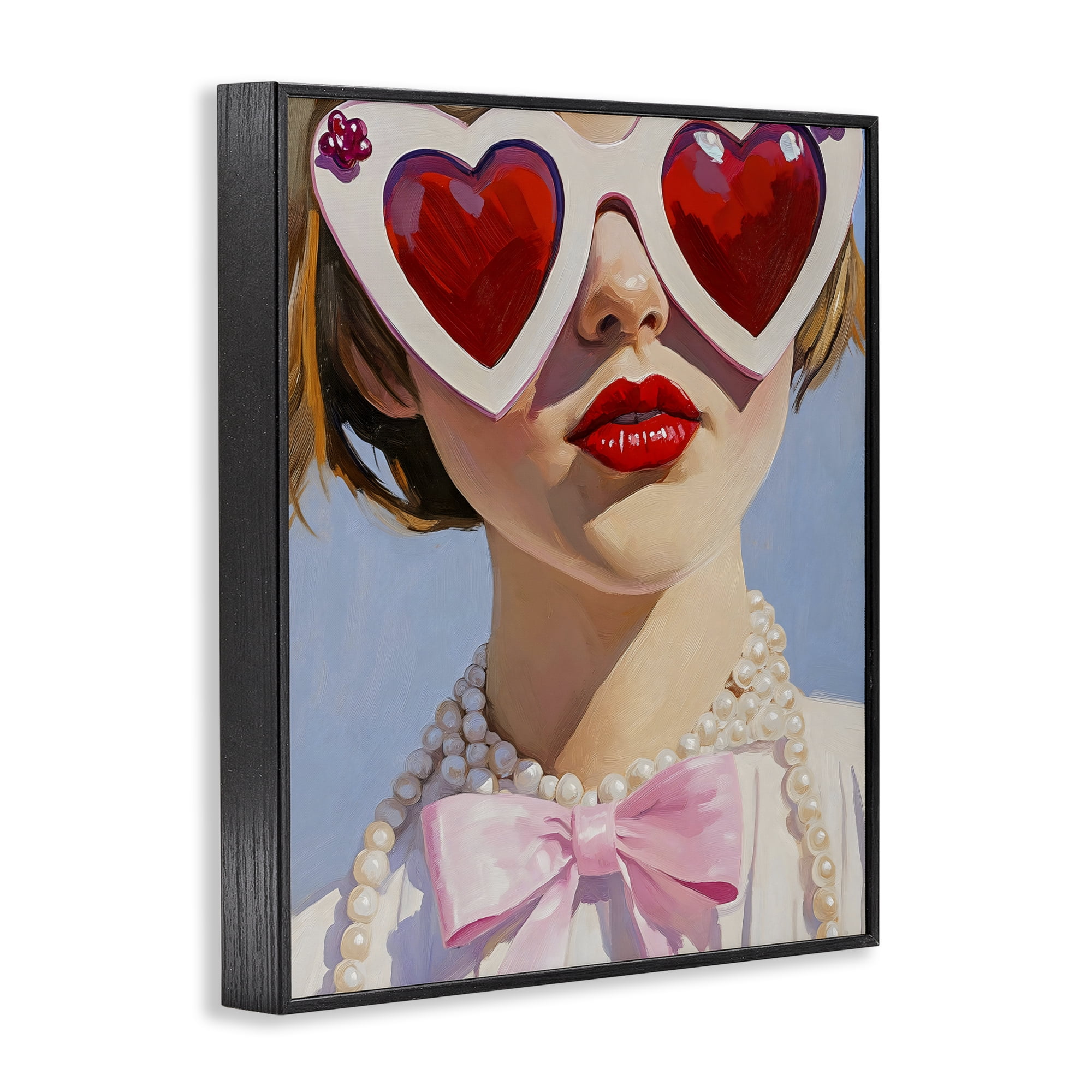 Stupell Industries Romantic Red Heart Glasses Black Framed Giclee Art, design by The Prints Vibe