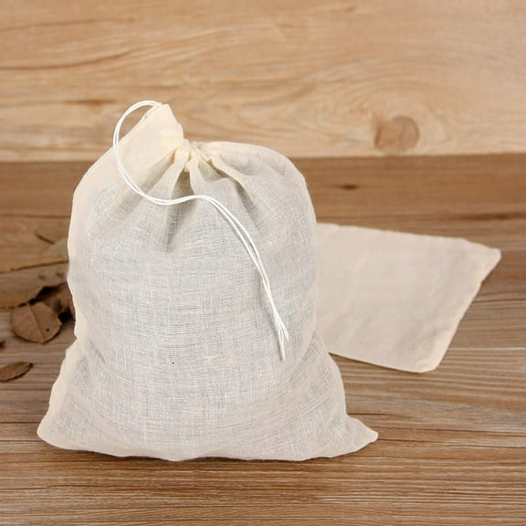 10Pcs Empty Filter Bags Cotton Muslin Drawstring Straining Tea Cooking Separate Spice Food Filters Kitchen Tools