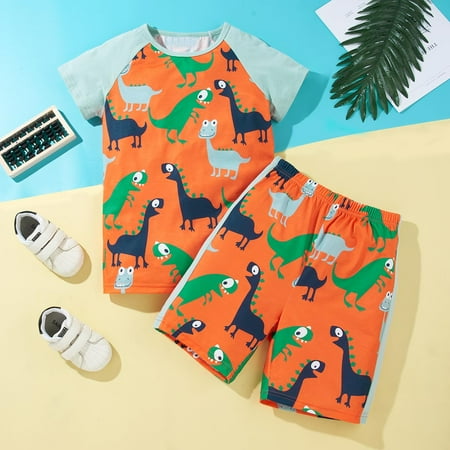 

OQCKIDS Boys Kids Crew neck Short Sleeve Summer T Shirts Shorts Beach Print