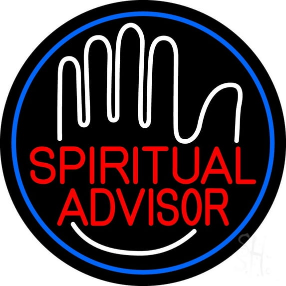 Spiritual Advisor LED Neon Sign 26" Tall x 26" Wide - inches Black Square Cut Acrylic Backing, with Dimmer - Bright and Premium built indoor LED Neon Sign for Storefront.