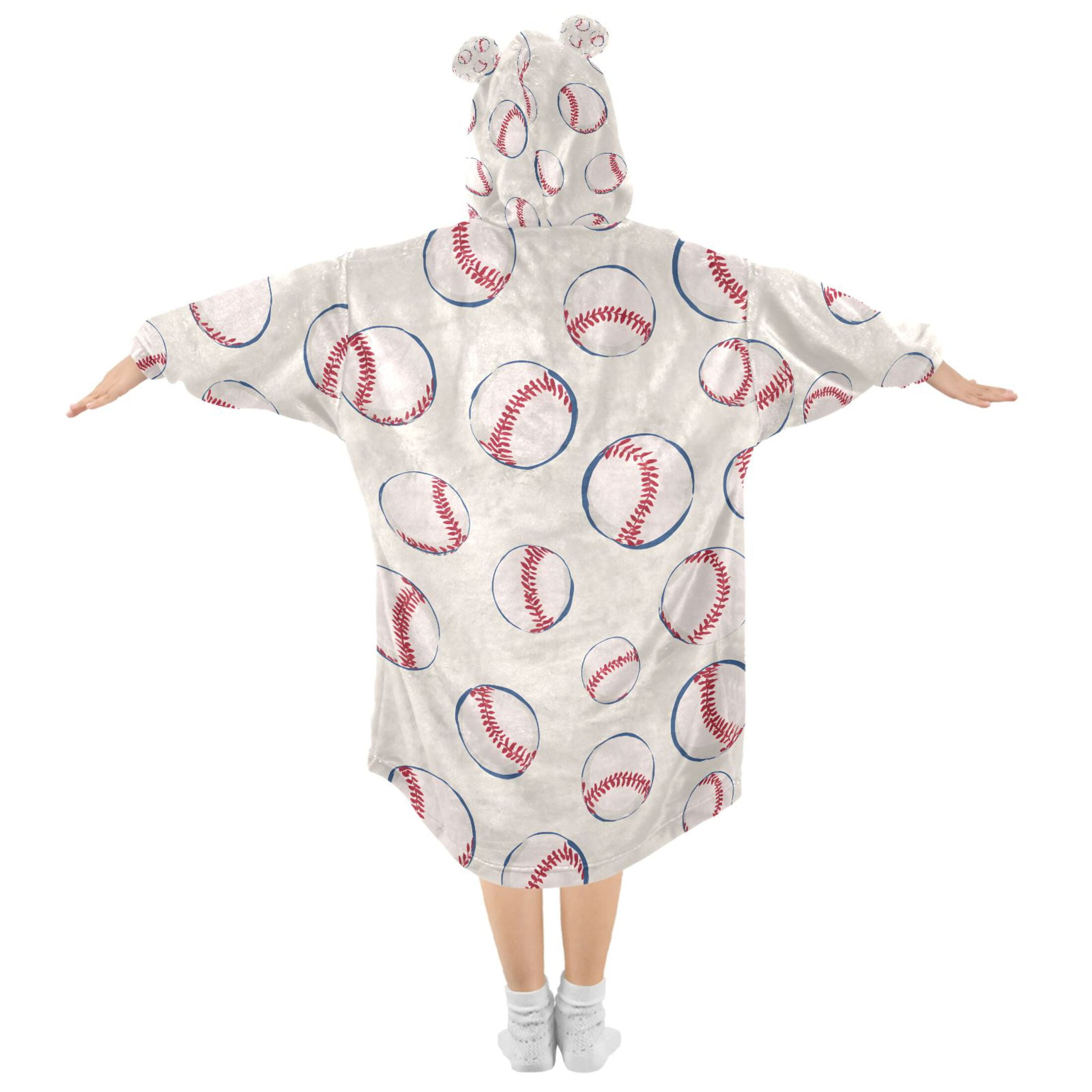 joogoo Blanket Hoodie for Baseballs Oversize Sweatshirt 3-14 YR L