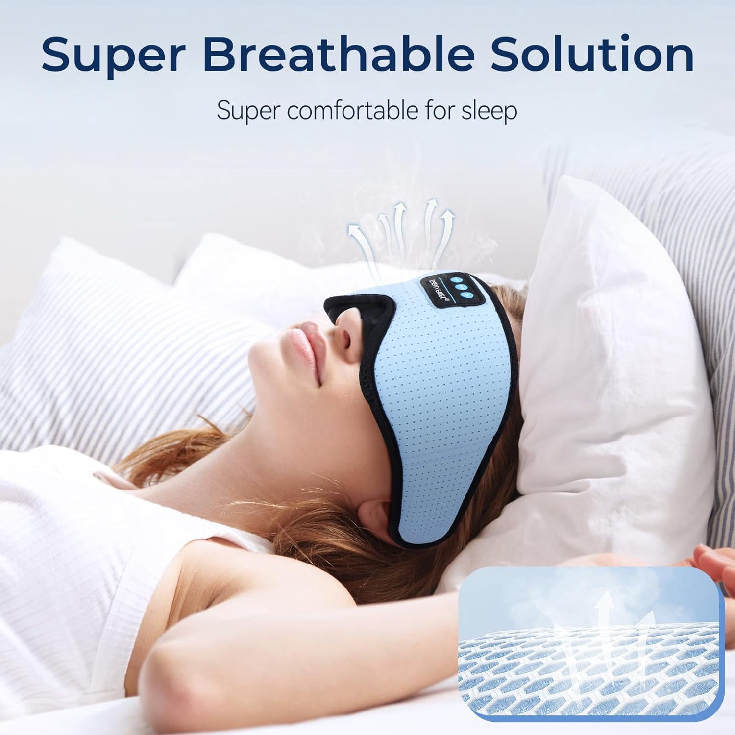 Sleep Mask with White Noise, 3D Bluetooth Sleep Headphones with Timer, Blocking Eye Mask for Sleeping, Travel, Meditation - Purple