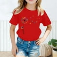 thumbnail image 2 of Curuila Kid Girls Tops Cartoon Print Crew Neck Short Sleeve Tee Summer Casual Loose T Shirt Red Size 6-8 Years, 2 of 5