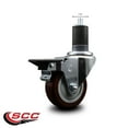 thumbnail image 2 of 3.5 Inch Maroon Poly Swivel 1-5/8 Inch Expanding Stem Caster with Brake SCC, 2 of 2