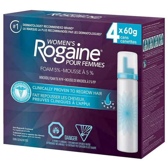 Rogaine pour Femmes 5% Mousse de Minoxidil - 4 x 60g